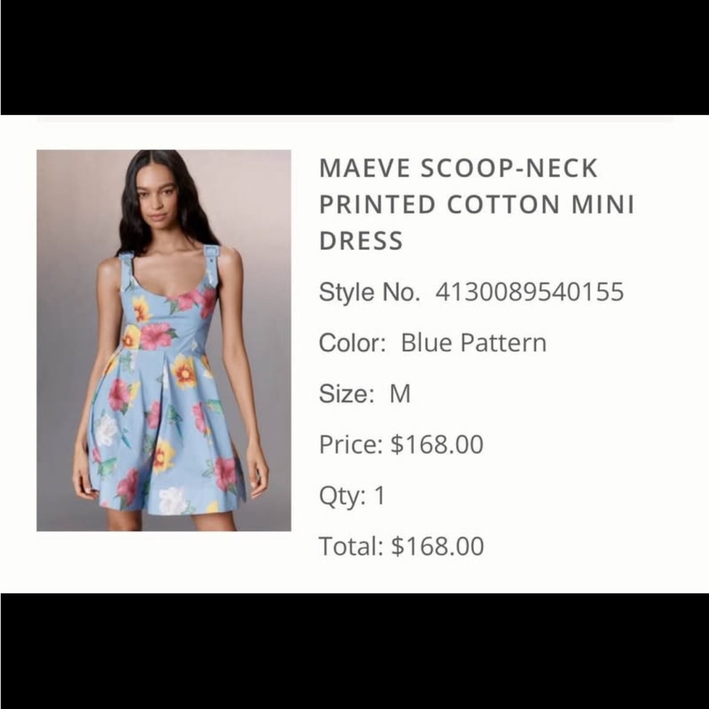 Anthropologie Maeve Floral Scoop-Neck Dress in Blue